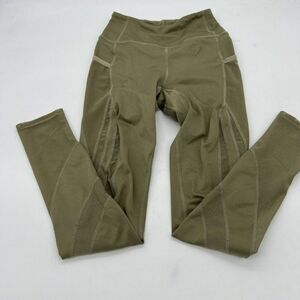 Gymshark Olive Green Ankle Leggings Mesh Panel Cutouts Size XS